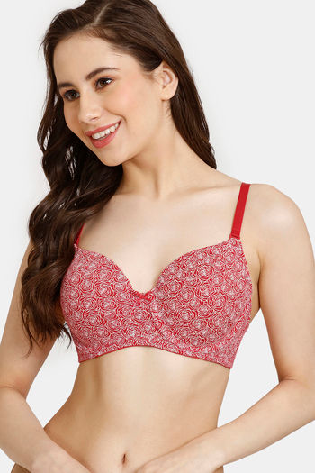 Buy Rosaline Padded Wired 3/4th Coverage T-Shirt Bra - Barbados Cherry